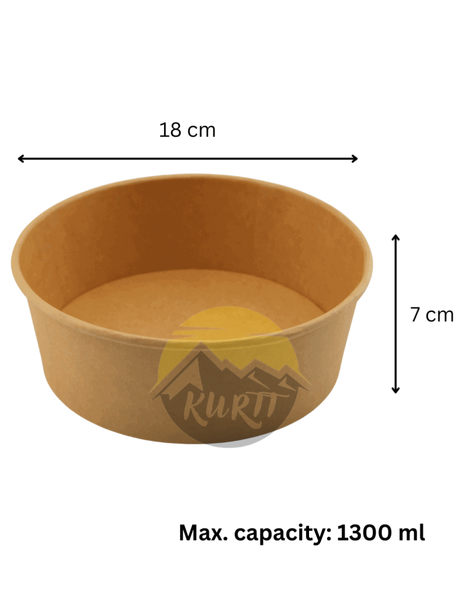 Salatschale Kraftpapier 1300 ml XXL + rPET Deckel – 150 Stück | Sharing Bowl Catering Buffet Große Portion