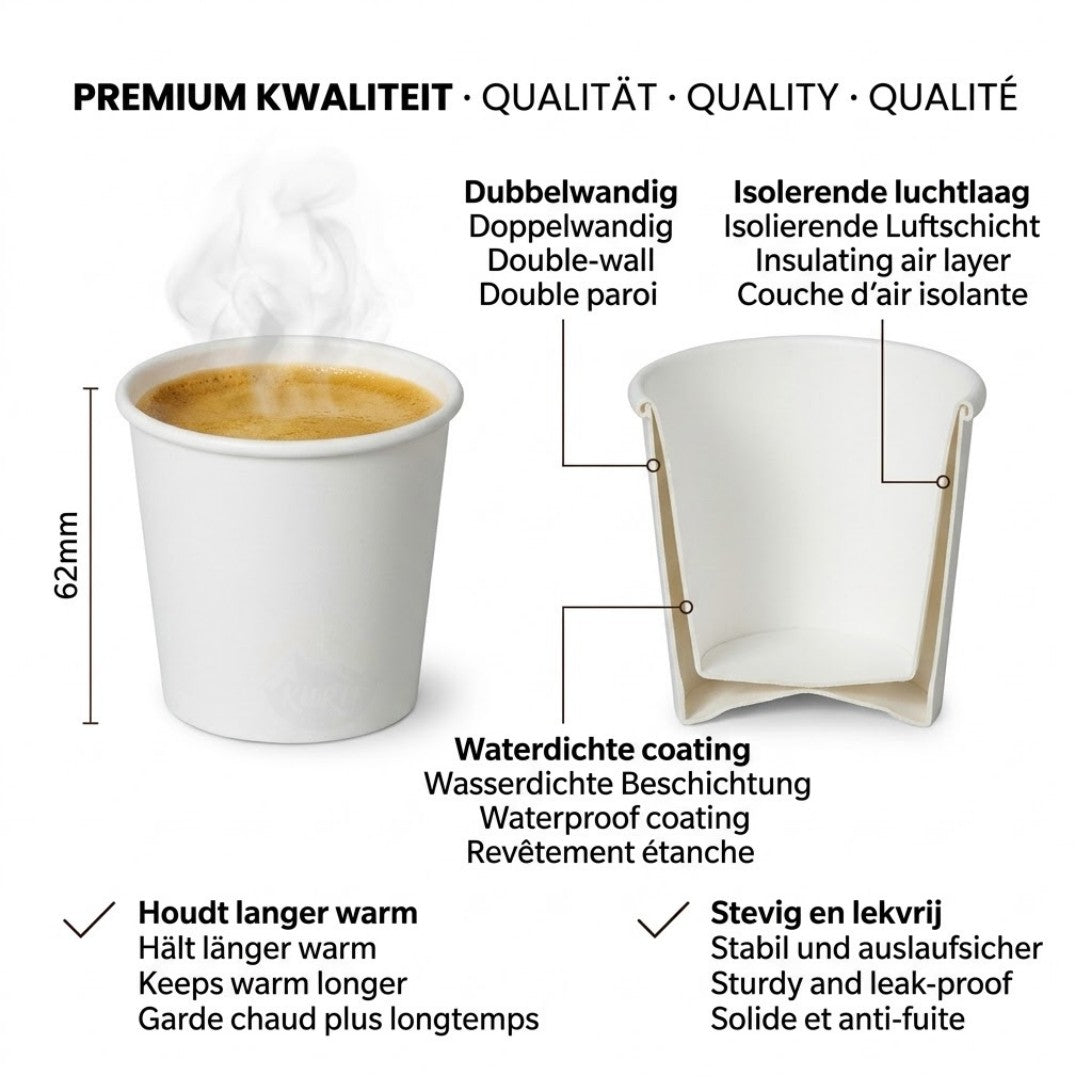 Espressobecher 120ml (4 oz) Weiß - 1000 Stück | Auslaufsicher inkl. SUP