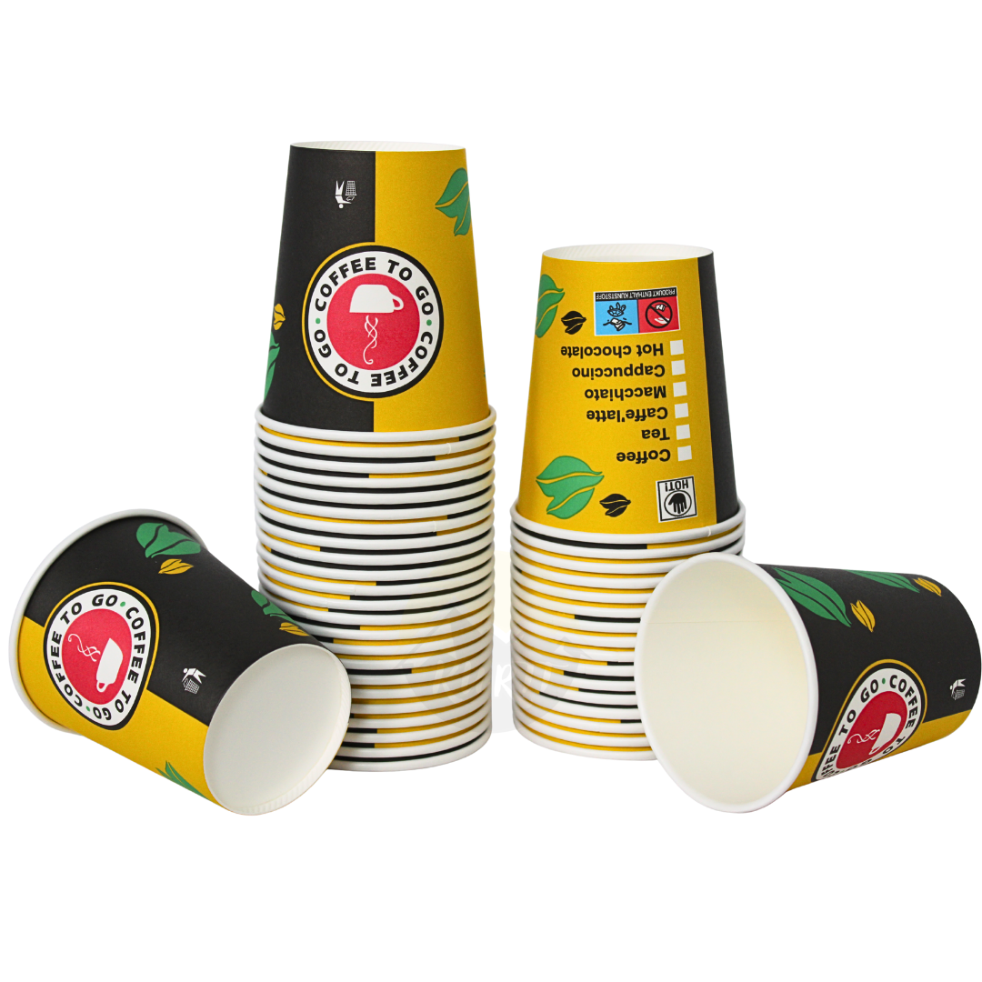 Kaffeebecher Pappe 200ml Design Coffee To Go – 1000 Stück | Ohne/Mit Deckel Umweltabgabe Inklusive