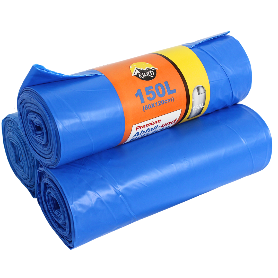 Müllsäcke Reißfest 70my LDPE – Schwarz Blau 60L bis 240L Profi
