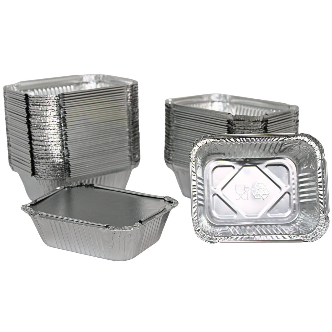Aluschale 250ml Deckel – 100 Stück | Ofen Airfryer Grill Gefrierschrank
