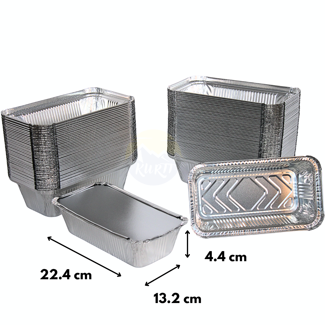 Aluschale 670L mit Deckel – 100 Stück 22x13x4,4cm | Ofen Airfryer Grill Gefrierschrank