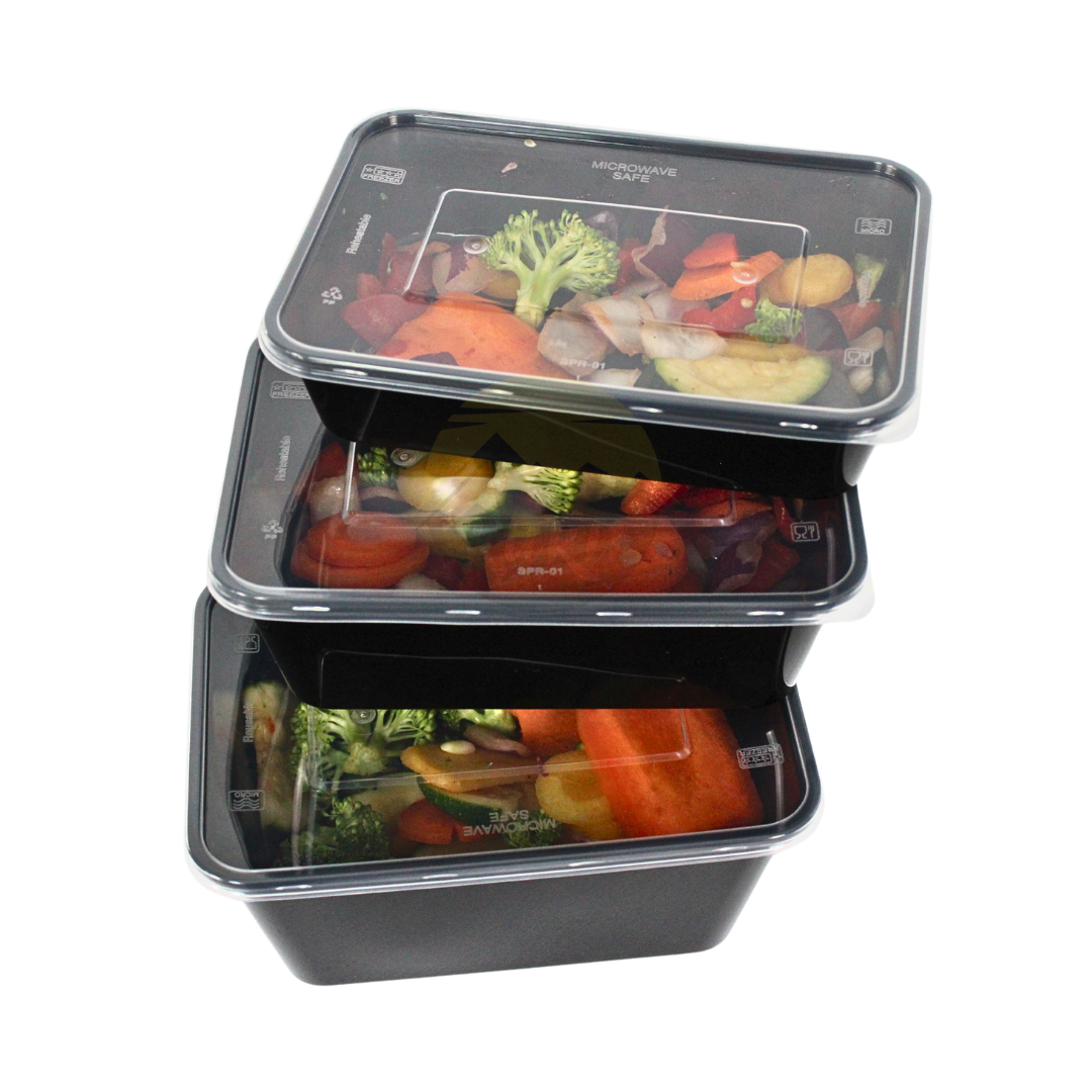 KURTT Meal Prep Boxen Schwarz PP Mit Deckel | Mikrowelle Gefrierschrank 50/100 Stück BPA-frei | 500ml 650ml 750ml 1000ml