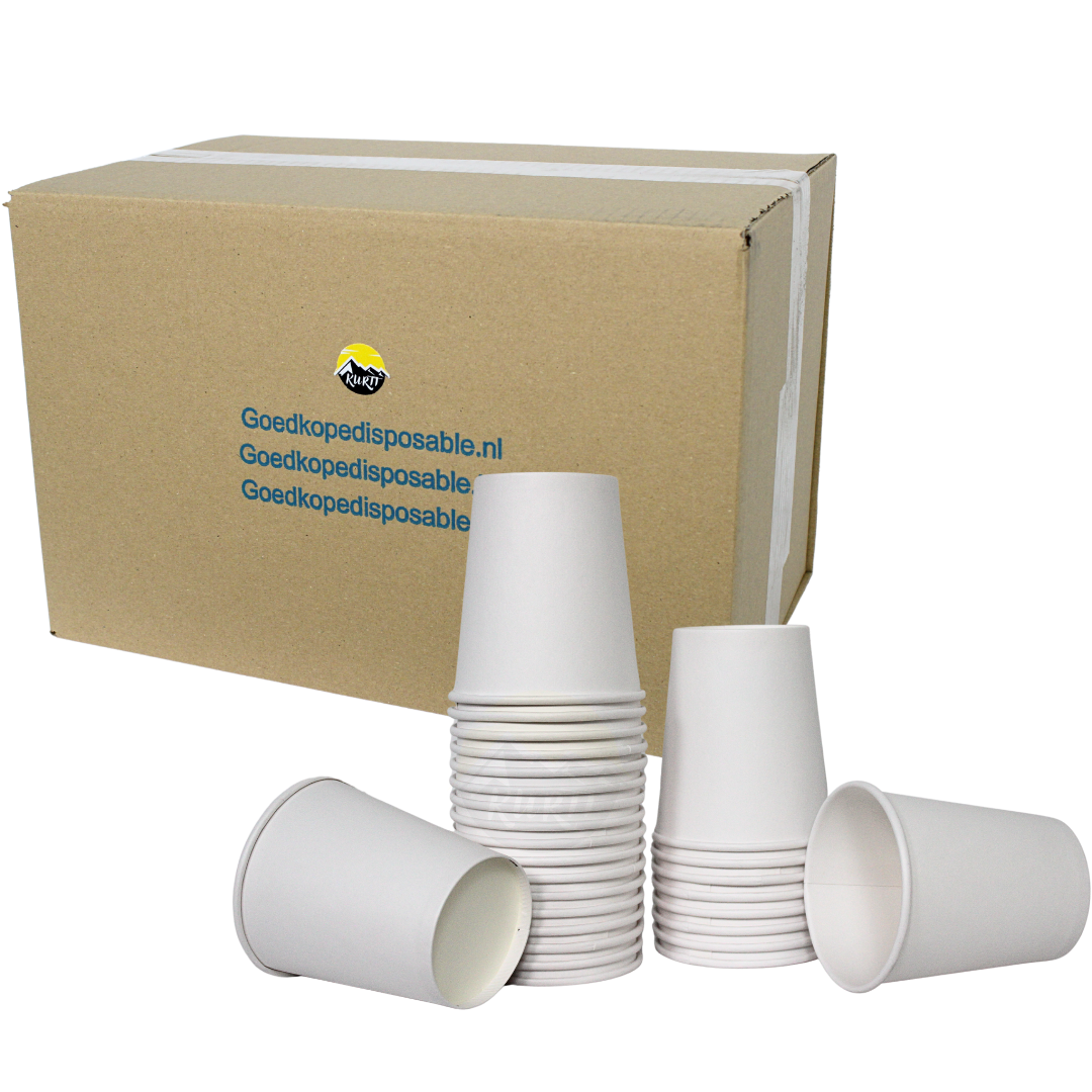 Kaffeebecher Pappe Weiß 200ml Extra Stabil – 100/500/1000 Stück | Café To Go Umweltabgabe Inklusive