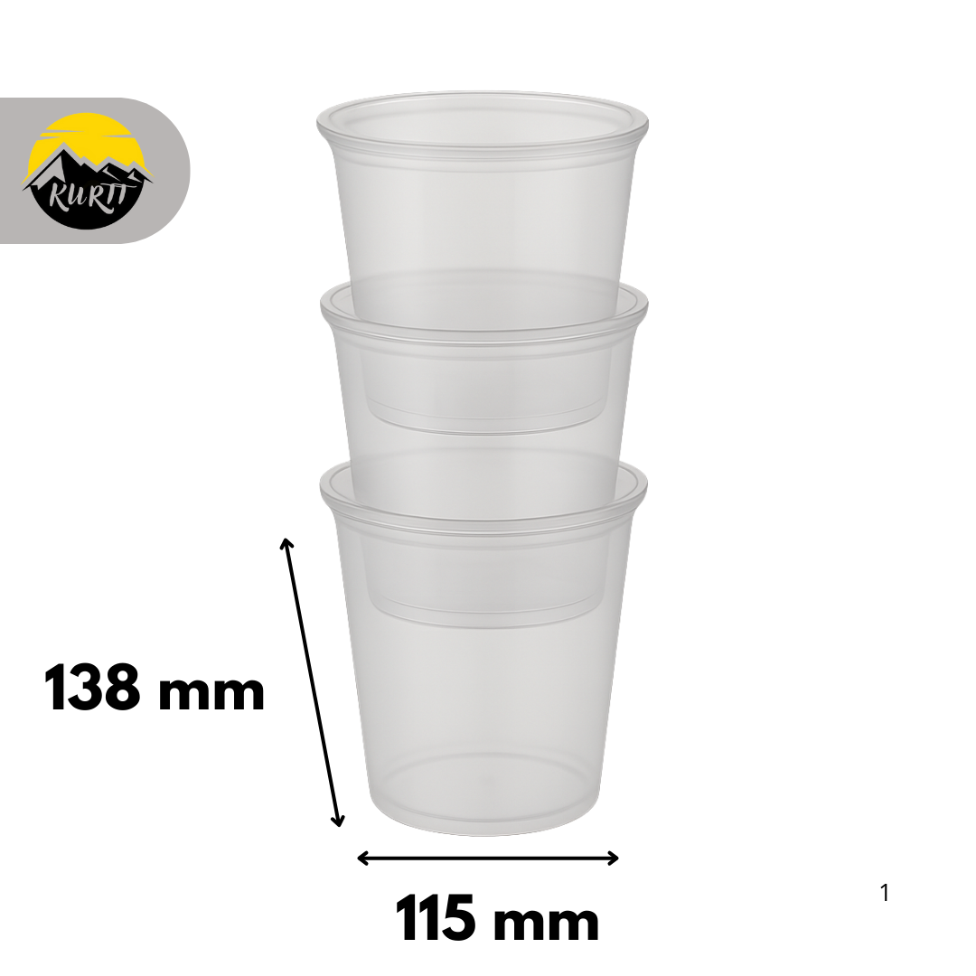 Kunststoffbecher 1000ml mit Transparent Deckel PP Wiederverwendbar – 100 Stück | Mikrowelle Gefrierschrank BPA-frei