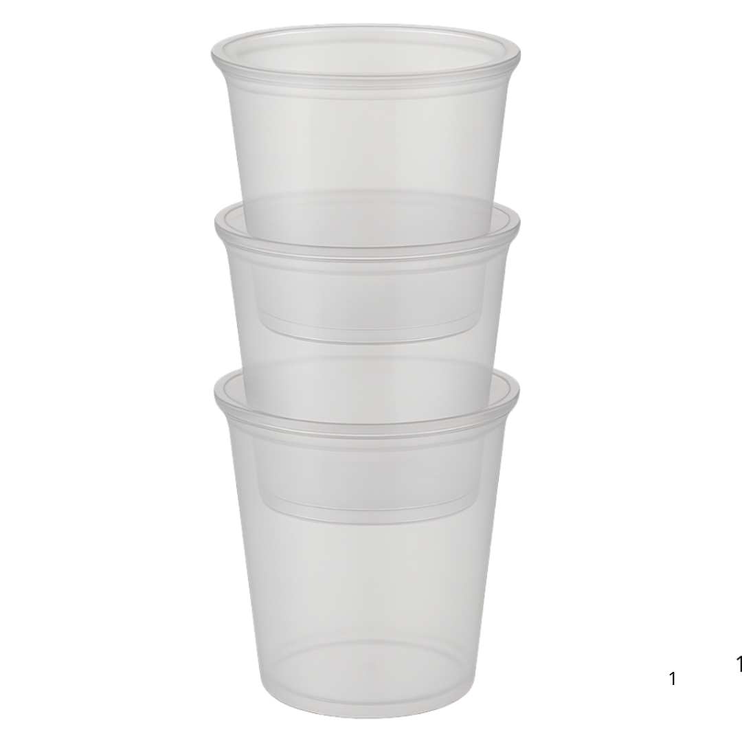 Kunststoffbecher 1000ml mit Transparent Deckel PP Wiederverwendbar – 100 Stück | Mikrowelle Gefrierschrank BPA-frei
