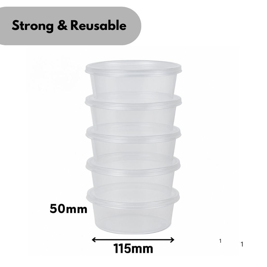 Frischhaltedosen 350ml mit Transparent PP Deckel Universell – 50 Stück | Meal Prep Suppe Reste Mikrowelle