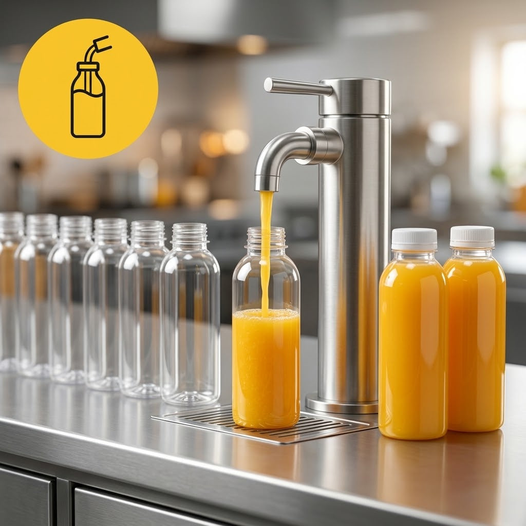 Saftflasche rPET 500ml Transparent Smoothie Oranger Deckel | 25 Stück
