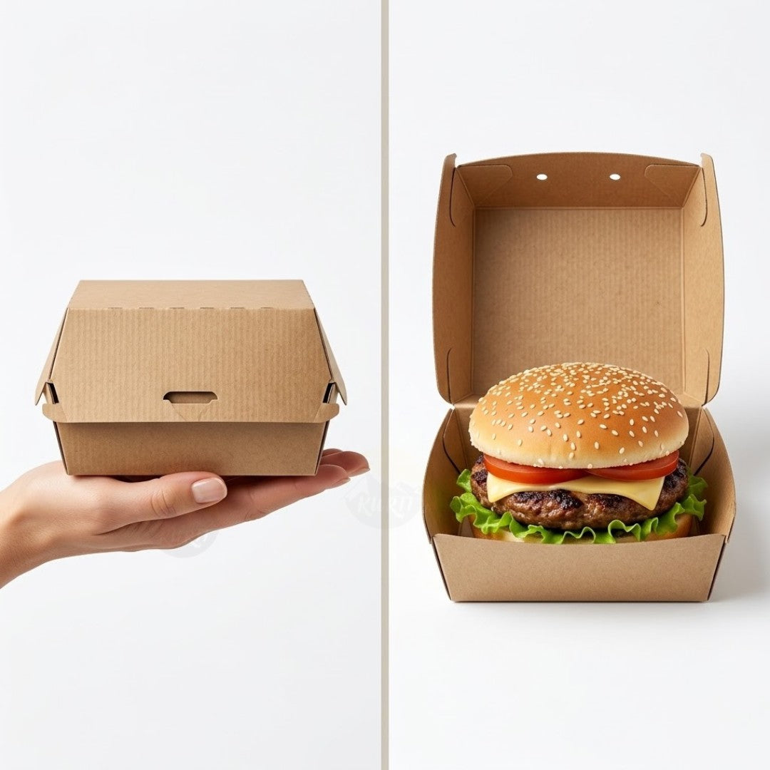 Burgerbox Kraft BIO M/L | 50/100/200 Stück Smash Burger Food Truck