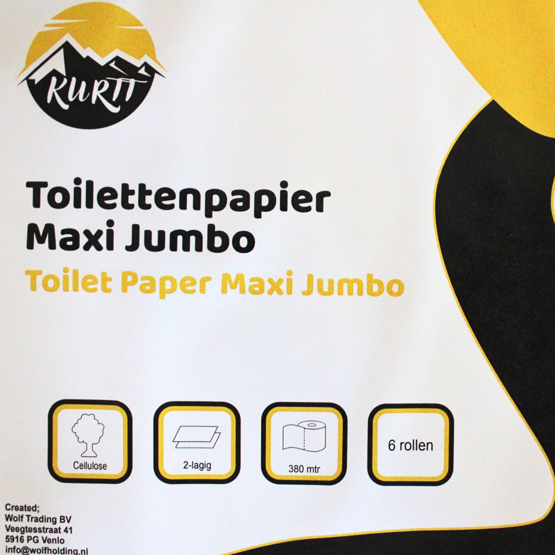 Toilettenpapier Maxi Jumbo 2-lagig Zellstoff 380m – 6 Rollen | Spender Sanitär Professionell ECO