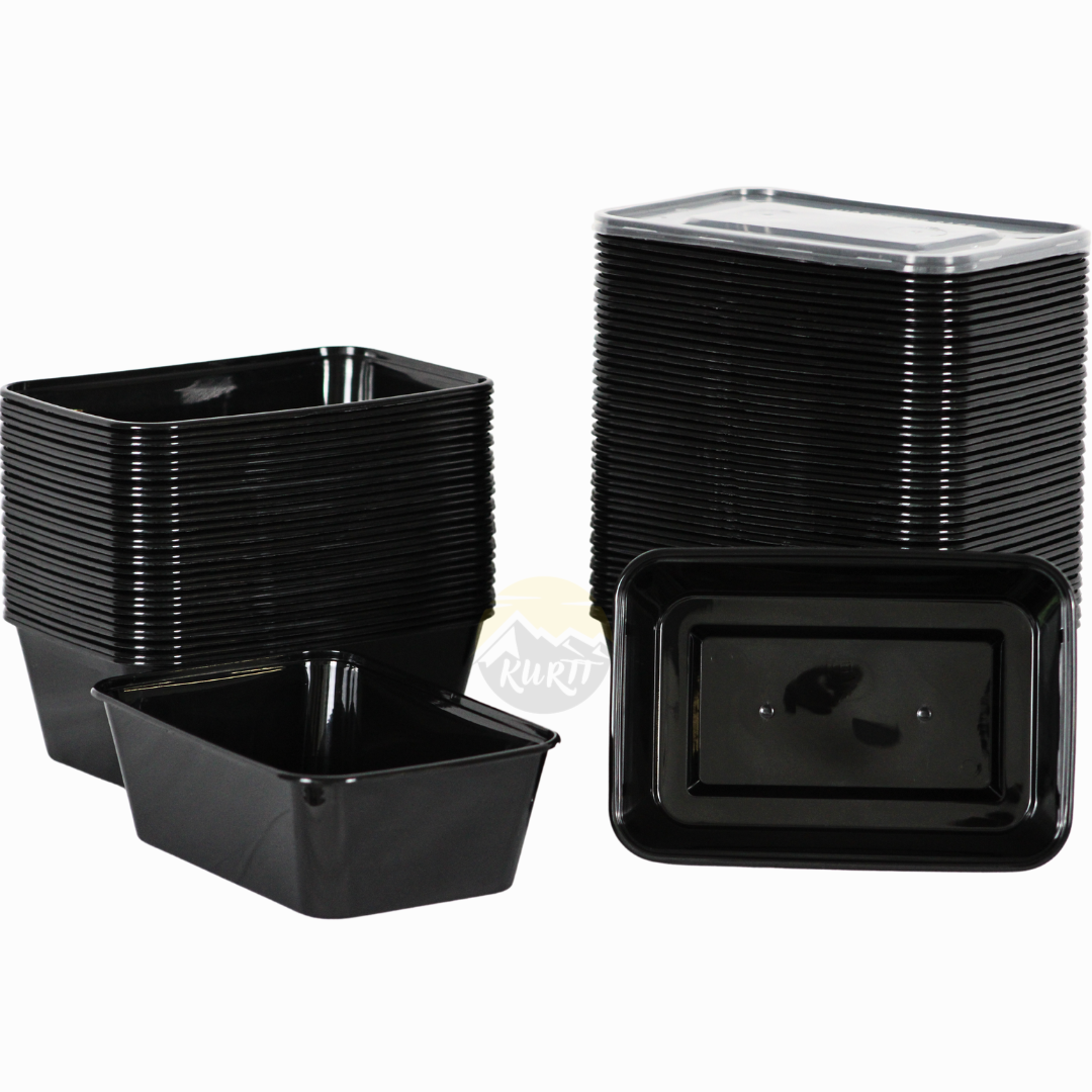 KURTT Meal Prep Boxen Schwarz PP Mit Deckel | Mikrowelle Gefrierschrank 50/100 Stück BPA-frei | 500ml 650ml 750ml 1000ml