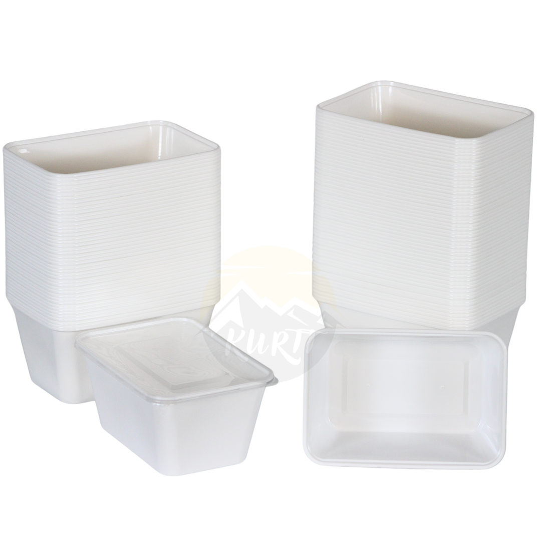 KURTT Meal Prep Behälter Weiß Mit Deckel PP – 50/100 Stück | Mikrowelle Gefrierschrank BPA-frei | 500ml 750ml 1000ml