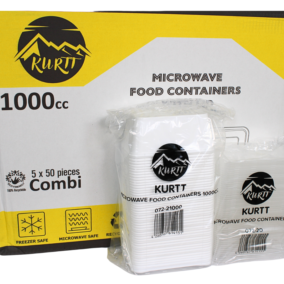 KURTT Meal Prep Behälter Weiß Mit Deckel PP – 50/100 Stück | Mikrowelle Gefrierschrank BPA-frei | 500ml 750ml 1000ml