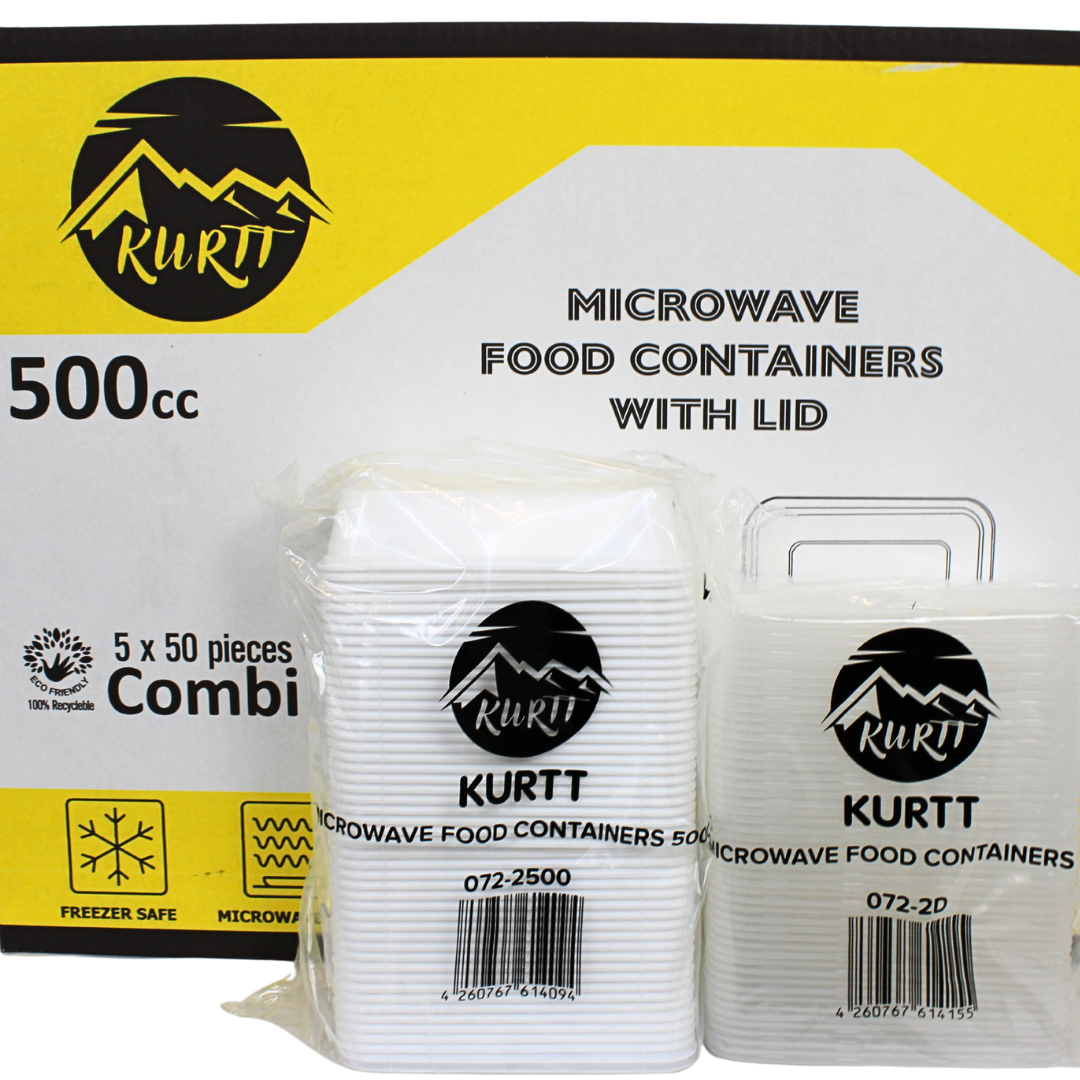 KURTT Meal Prep Behälter Weiß Mit Deckel PP – 50/100 Stück | Mikrowelle Gefrierschrank BPA-frei | 500ml 750ml 1000ml