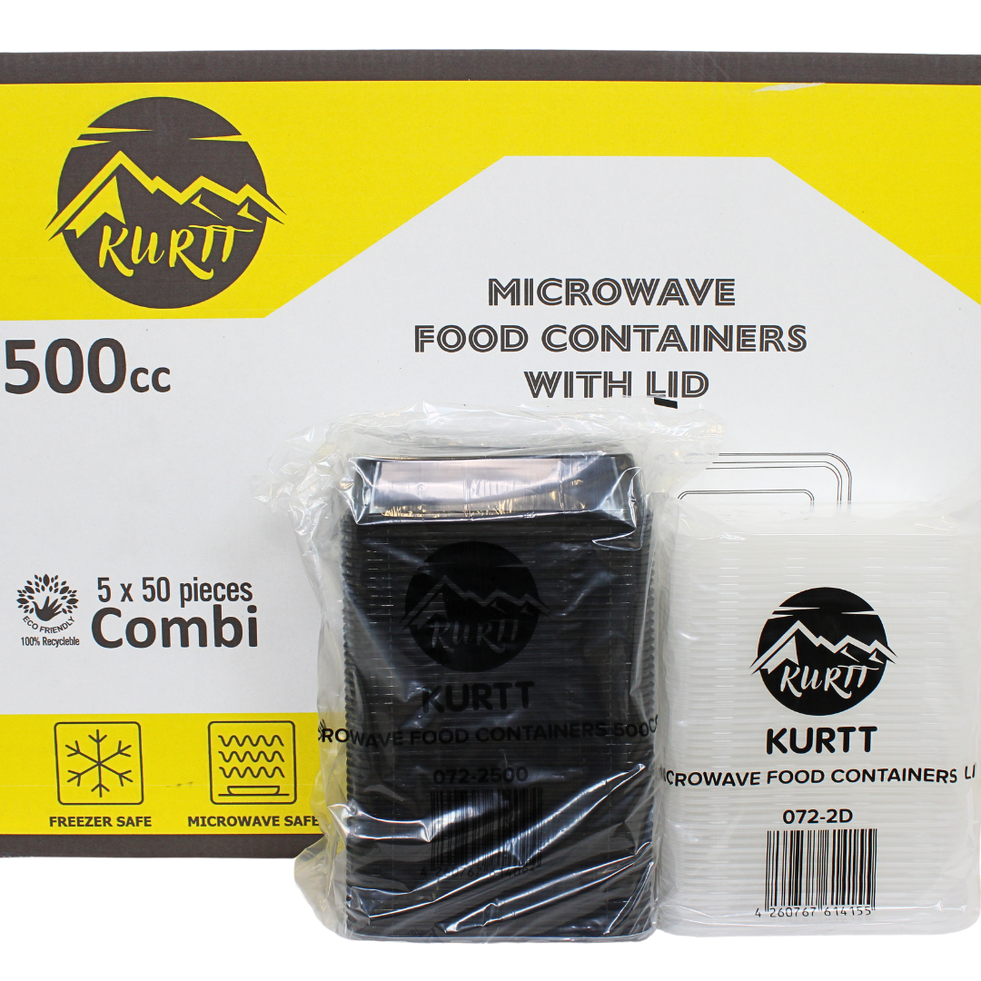 KURTT Meal Prep Boxen Schwarz PP Mit Deckel | Mikrowelle Gefrierschrank 50/100 Stück BPA-frei | 500ml 650ml 750ml 1000ml