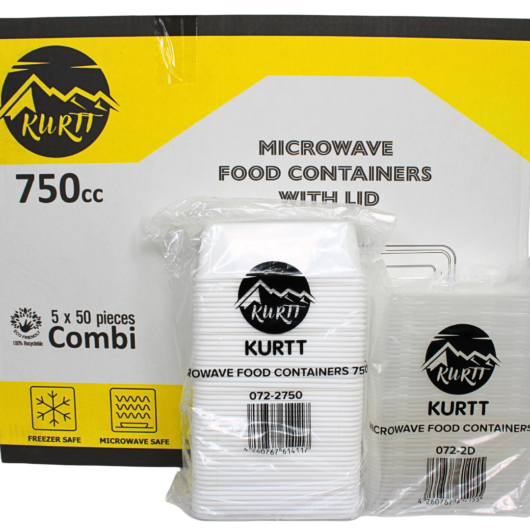 KURTT Meal Prep Behälter Weiß Mit Deckel PP – 50/100 Stück | Mikrowelle Gefrierschrank BPA-frei | 500ml 750ml 1000ml