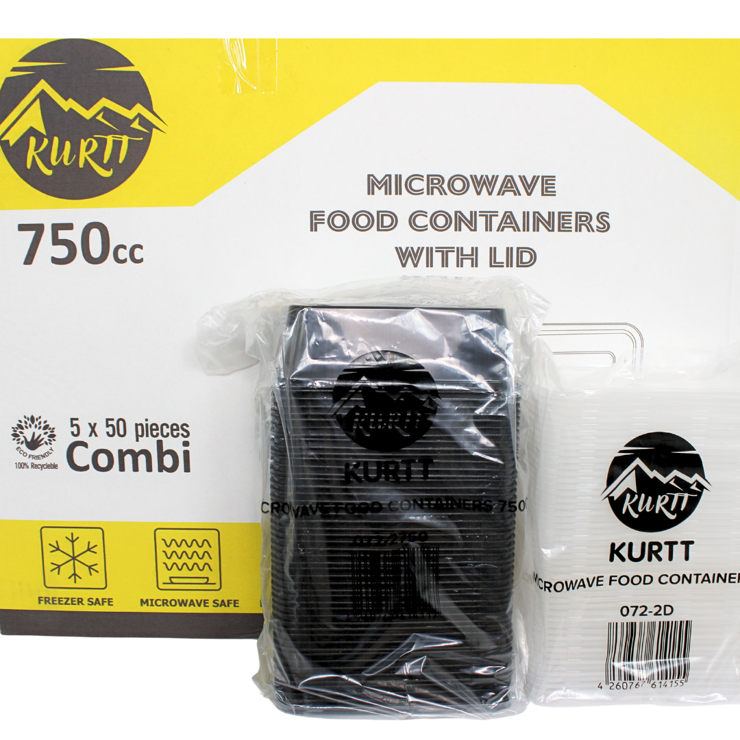 KURTT Meal Prep Boxen Schwarz PP Mit Deckel | Mikrowelle Gefrierschrank 50/100 Stück BPA-frei | 500ml 650ml 750ml 1000ml