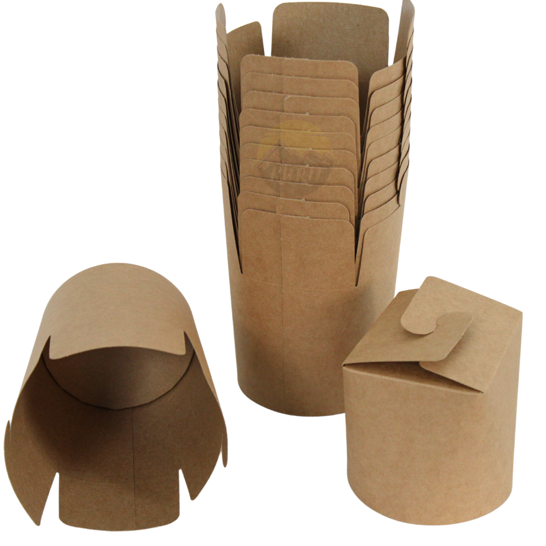 Nudelbox 750ml/26oz Braun Kraft Leckdicht Faltdeckel | Wok To Go Take-Away