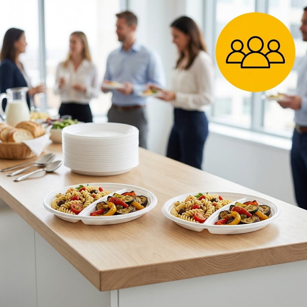 Plastikteller Mehrweg PP Weiß 22cm 2-geteilt – Bruchsicher Spülmaschinenfest Catering | 100 Stück