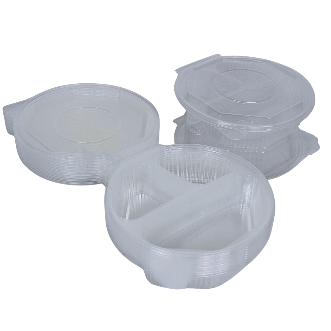 Ripboxx® MEAL's Klappschale PP Transparent 215x220x57mm – 1/2/3-fach | 100 Stück