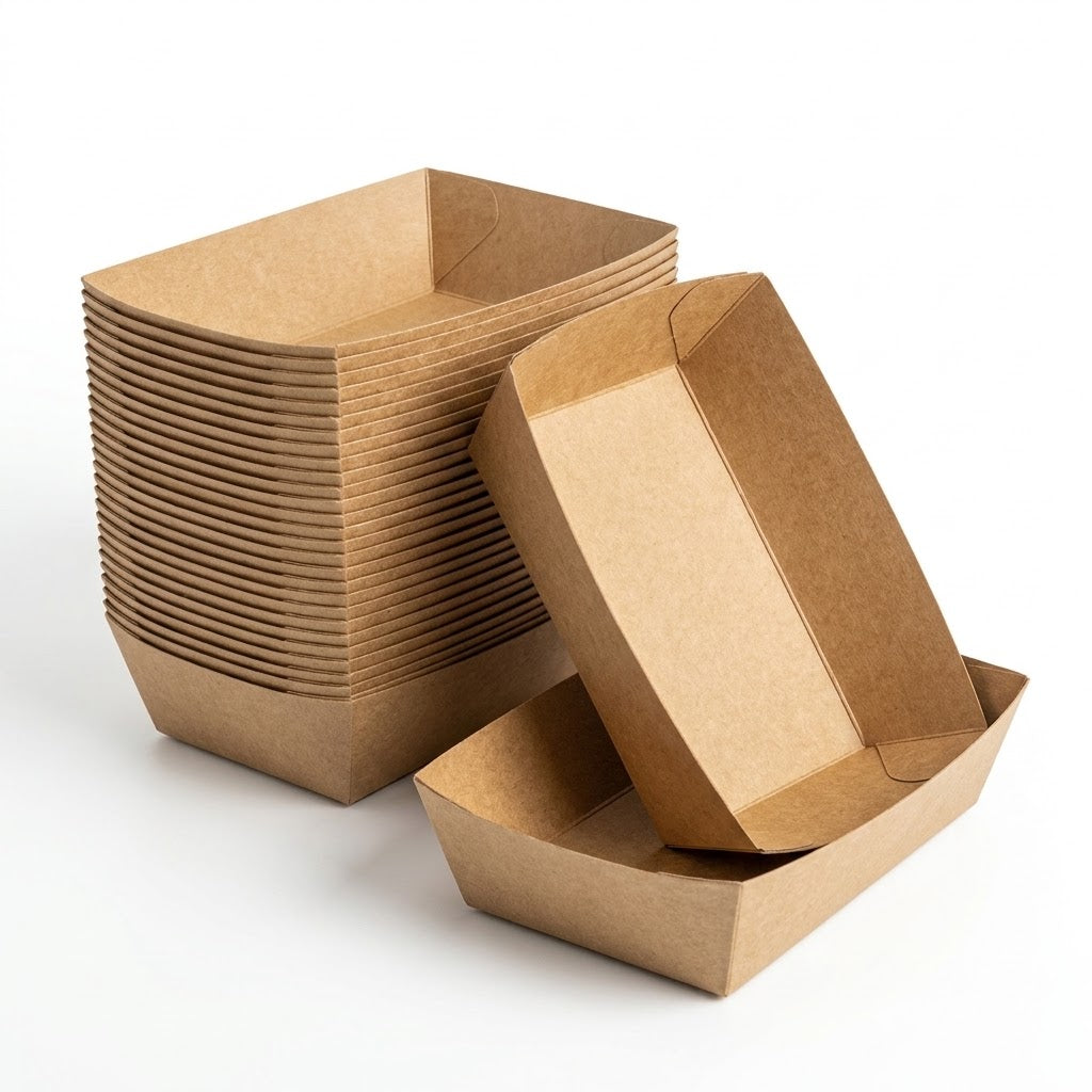 Snackschalen A9 Kraft 12x10x3,5cm — Pommesschalen Stabiler Kraftkarton