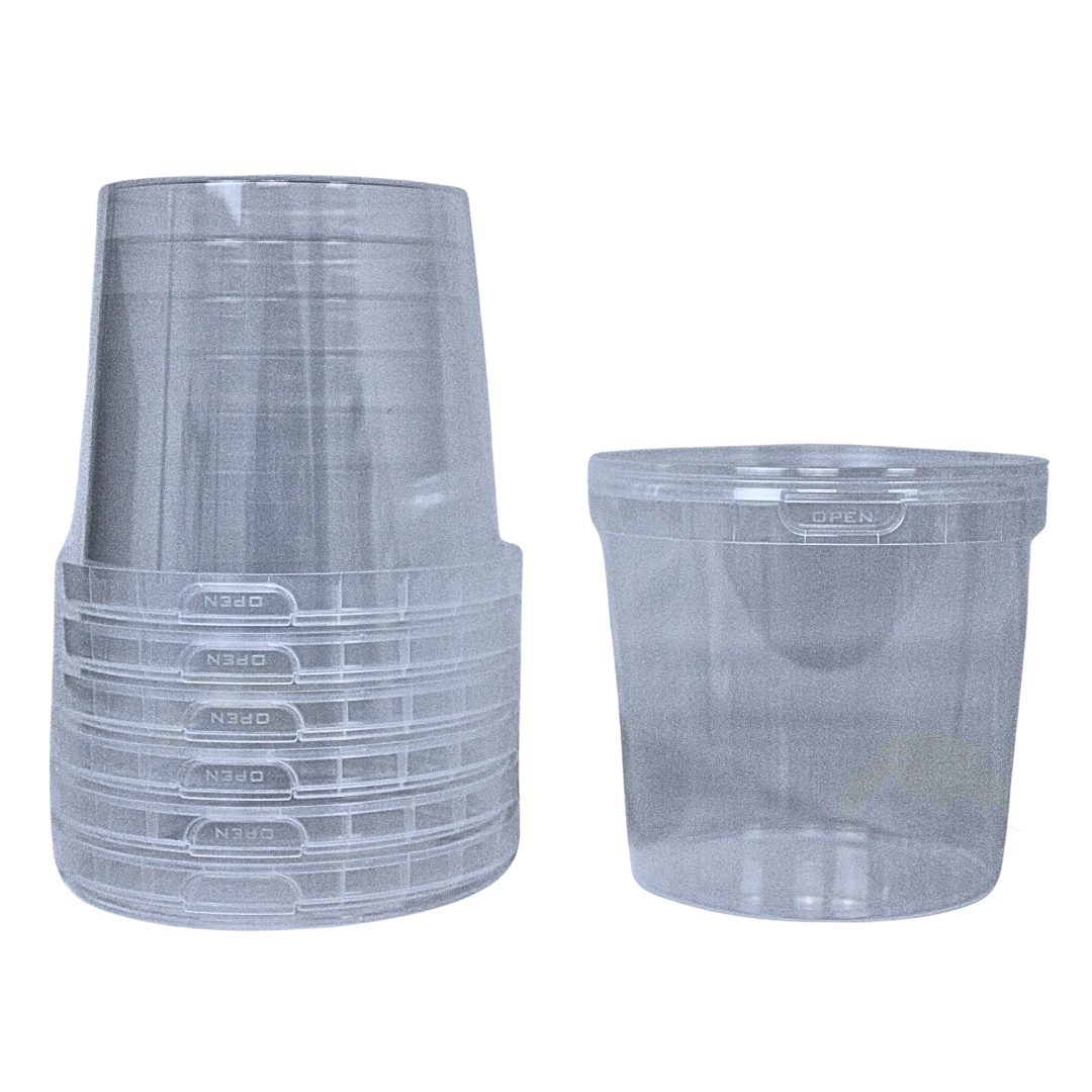 Feinkostbecher PP Transparent 1180ml – Originalitätsverschluss Rund | 10/20/50 Stück