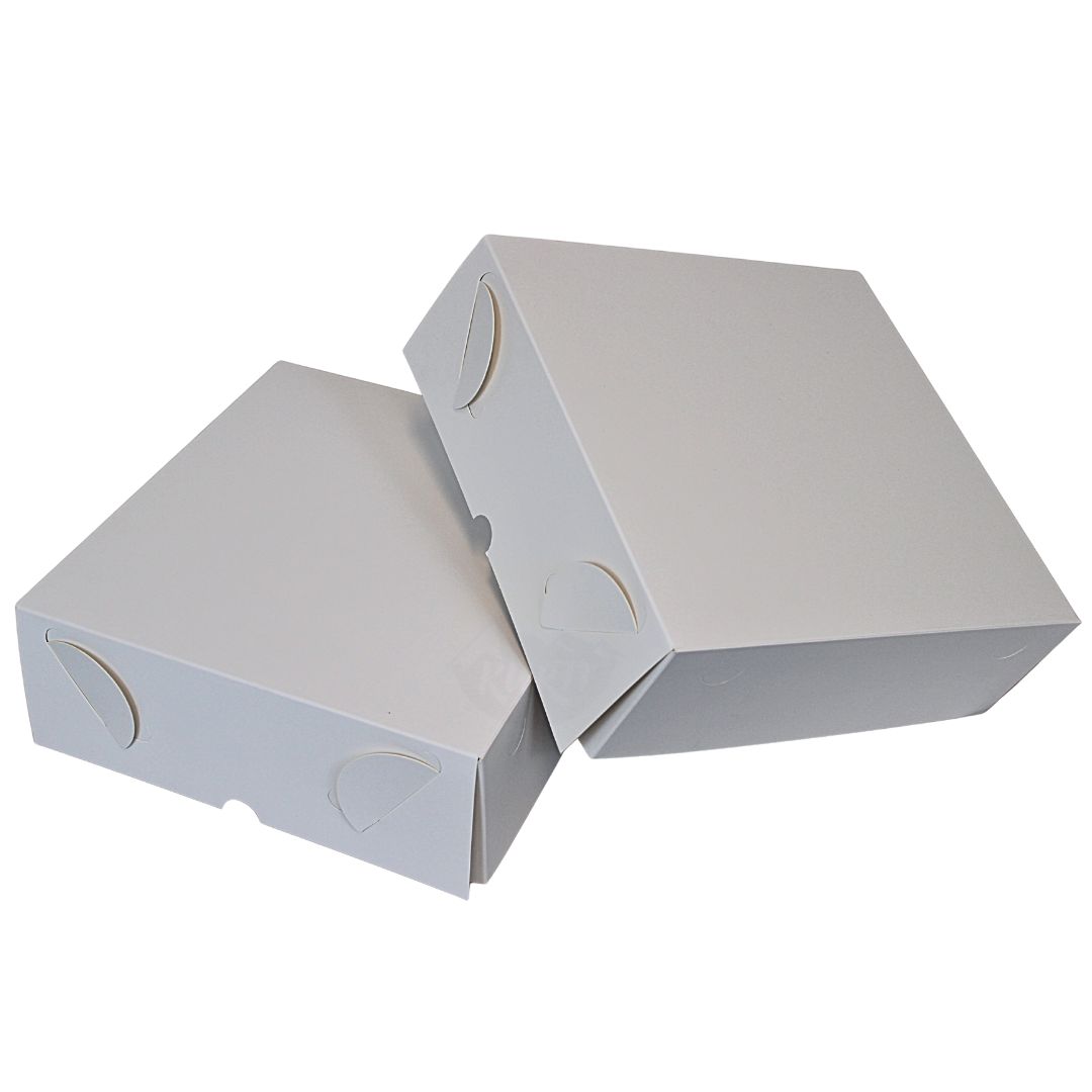 Verzenddoos taart 30x30x10 cm met zwanenhalssluiting FSC® – 50 stuks | Zwanenhalsdoos