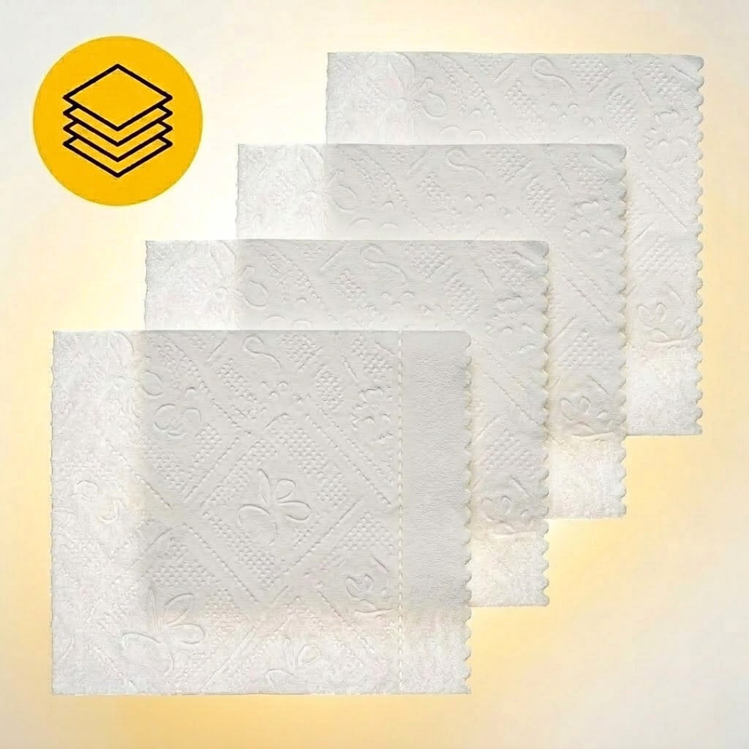 Toilettenpapier 4-lagig (Zellstoff) Weiches WC-Papier mit luxuriöser Ausstrahlung und hoher Saugkraft. 150 Blatt pro Rolle