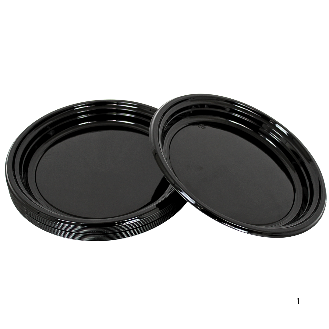 Schwarze Hartplastik Teller 24cm — Mehrweg PP | 12 Stück - Gastronomie Geschirr
