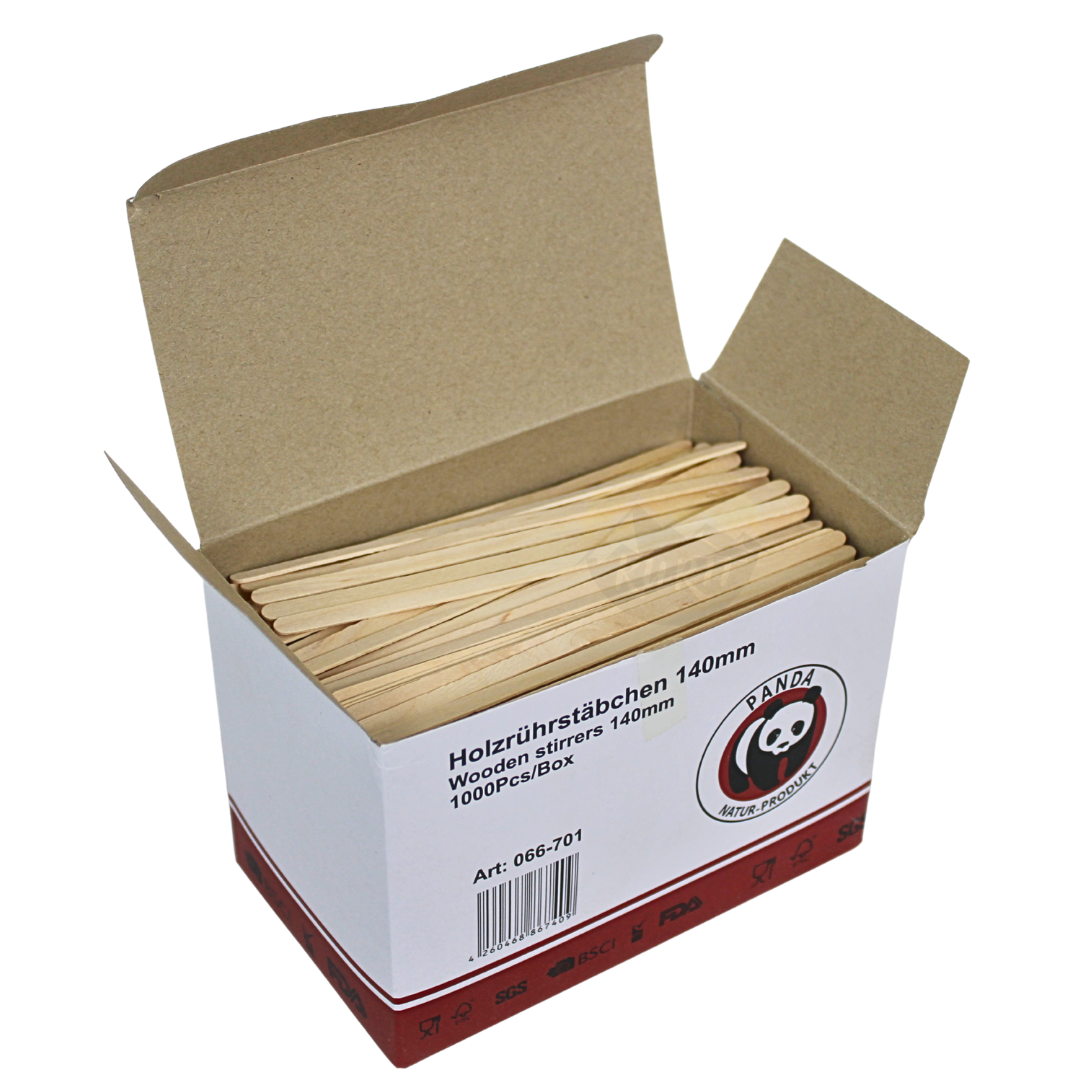 Rührstäbchen Holz Kaffeerührer 140mm – Einweg Coffee-to-go Spender | 1000 Stück