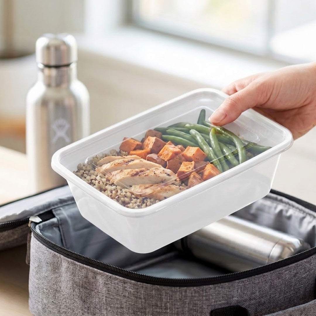 KURTT Meal Prep Behälter Weiß Mit Deckel PP – 50/100 Stück | Mikrowelle Gefrierschrank BPA-frei | 500ml 750ml 1000ml