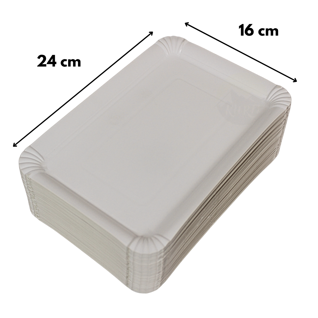 Pappteller/Schale 16x24cm weiß - 125 Stück