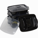 40 stück - 2 Fächer  - Meal prep boxen - Prep meal schalen | Essensbox, Lunchbox, Mikrowellenbehälter mit Deckel schwarz