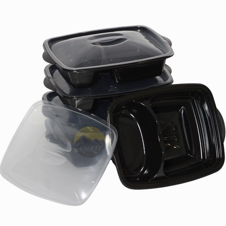 40 stück - 2 Fächer  - Meal prep boxen - Prep meal schalen | Essensbox, Lunchbox, Mikrowellenbehälter mit Deckel schwarz