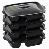 40 stück - 2 Fächer  - Meal prep boxen - Prep meal schalen | Essensbox, Lunchbox, Mikrowellenbehälter mit Deckel schwarz