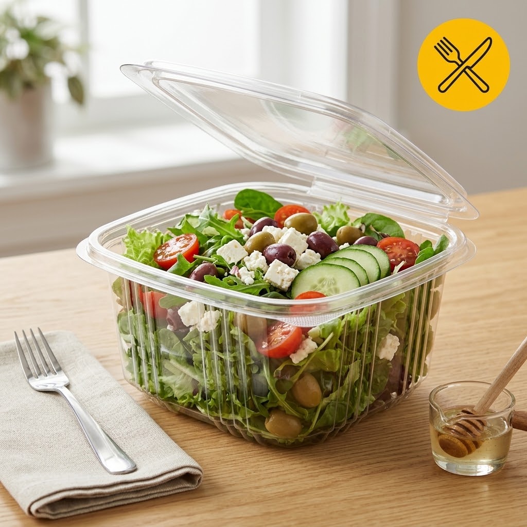 Salatschalen Klappschalen 375ml PET Transparent – mit Klappdeckel | 100 Stück