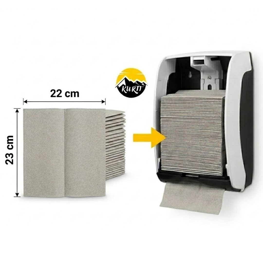 KURTT Papierhandtücher ZZ-Falz 2-lagig Zellstoff Natur – 5000 Blatt | Falthandtücher Handtuchspender Büro Schule