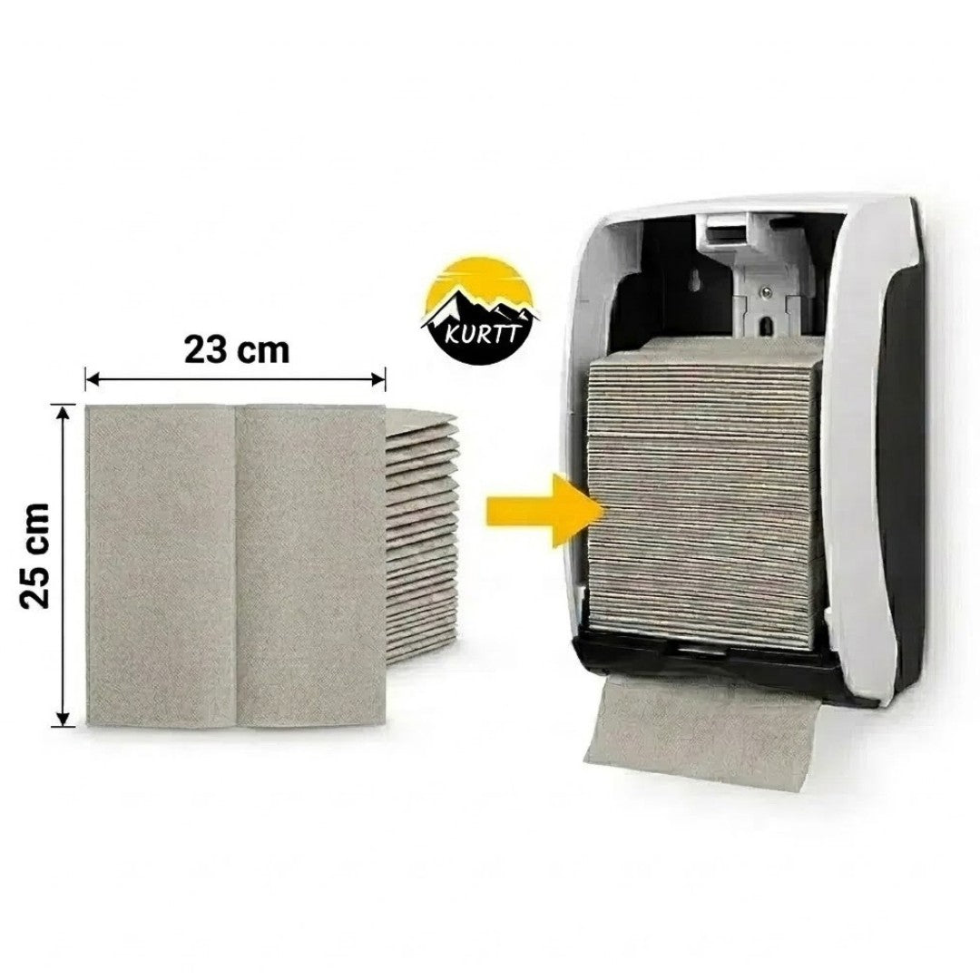 KURTT Papierhandtücher ZZ-Falz 1-lagig Recycling Grau – 10.000 Blatt | Falthandtücher Handtuchspender Gastronomie Schule