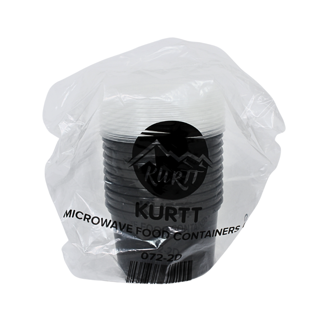 Zwarte potjes 500ml plastic met deksel – 100 stuks | Vershoudbakjes Magnetronbestendig