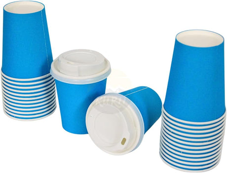  Kaffeebecher Pappe Farbig 200ml Orange Rot Blau – 100/500/1000 Stück | Umweltabgabe Inklusive