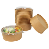 Salatschale Kraftpapier 750 ml + rPET Deckel – 150 Stück | Poké Bowl Pasta Mahlzeit-Bowl Warme Gerichte To Go Gastronomie