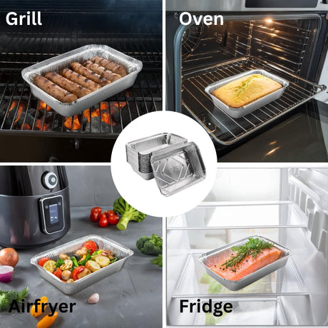 Aluschale 845L mit Deckel 21x14cm | 100 Stück | Lasagne Gratin Moussaka Cannelloni