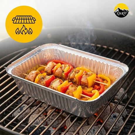 Aluschale 911L mit Deckel 20x13x5cm – 100 Stück | Meal Prep Take-away