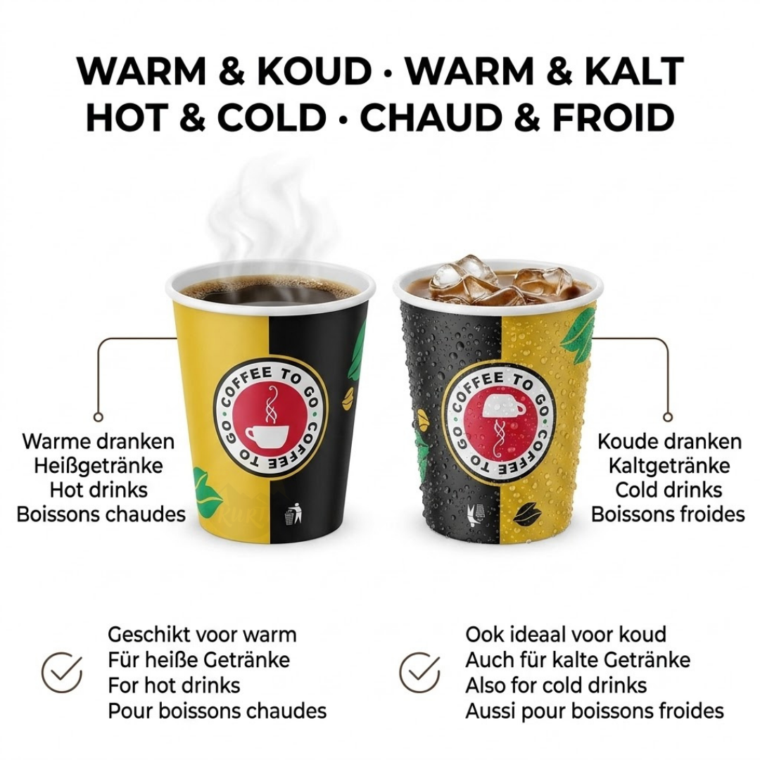 Kaffeebecher Pappe 180ml Design Coffee To Go Gold Schwarz – 1000 Stück | Integriertes Menü Umweltabgabe Inklusive