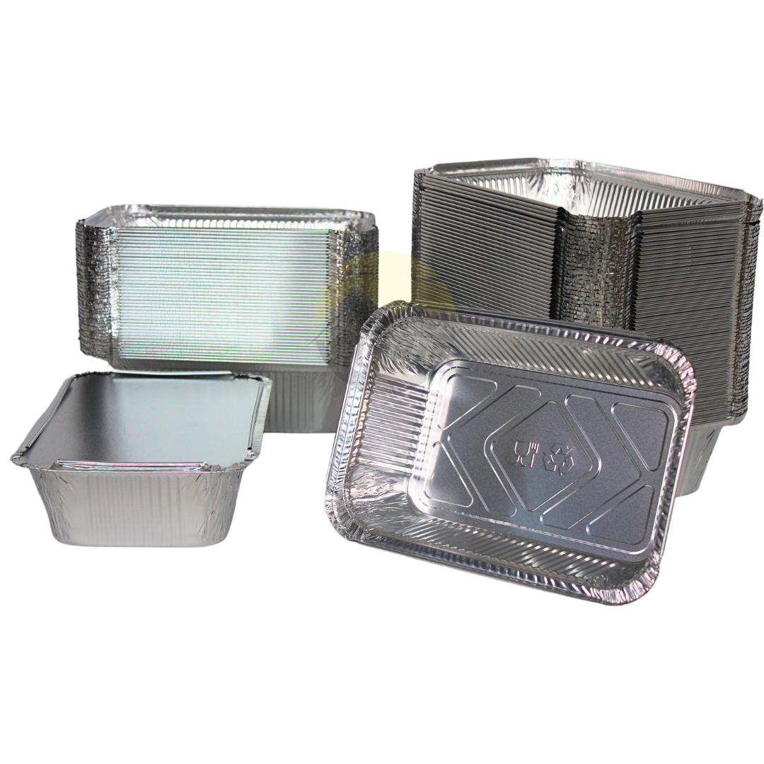 Aluschale 911L mit Deckel 20x13x5cm – 100 Stück | Meal Prep Take-away