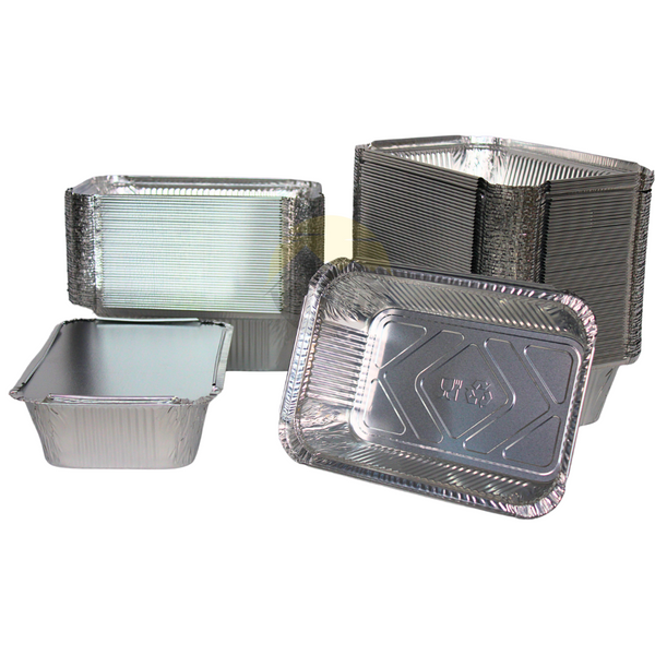 Produktbild von 25 Eckige Alu-Servierschalen 1500 Ml Inkl. Deckel – Ideal Für Grillen, Catering Und Take-away