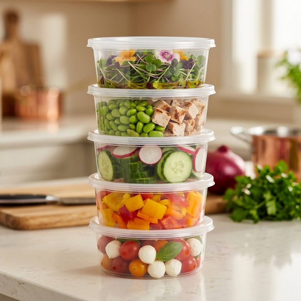 Frischhaltedosen 350ml mit Transparent PP Deckel Universell – 50 Stück | Meal Prep Suppe Reste Mikrowelle