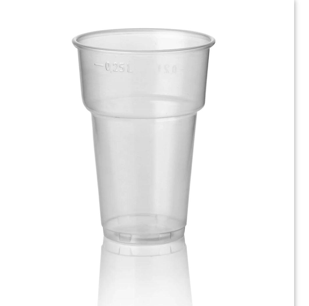 PROPPY Bierbecher Plastik 250ml Transparent PP Bruchsicher – 1000 Stück | Halbes Pint Einweg Festival Veranstaltung Terrasse