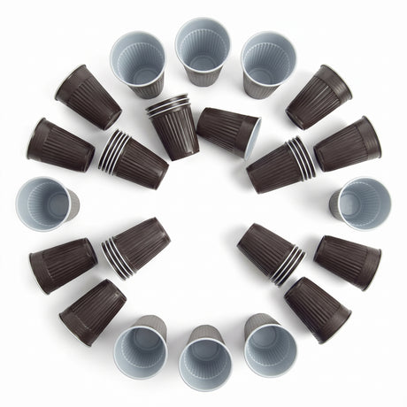 Thermobekers 180 ml – bruin/wit, Ø 70 mm – wegwerp koffiebekers (PS) – 500, 1.000 of 3.000 stuks