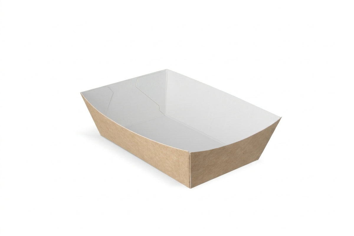 Frietbakjes, Snackbakje A9 Karton Kraft/Wit – 114 × 67 × 39 mm